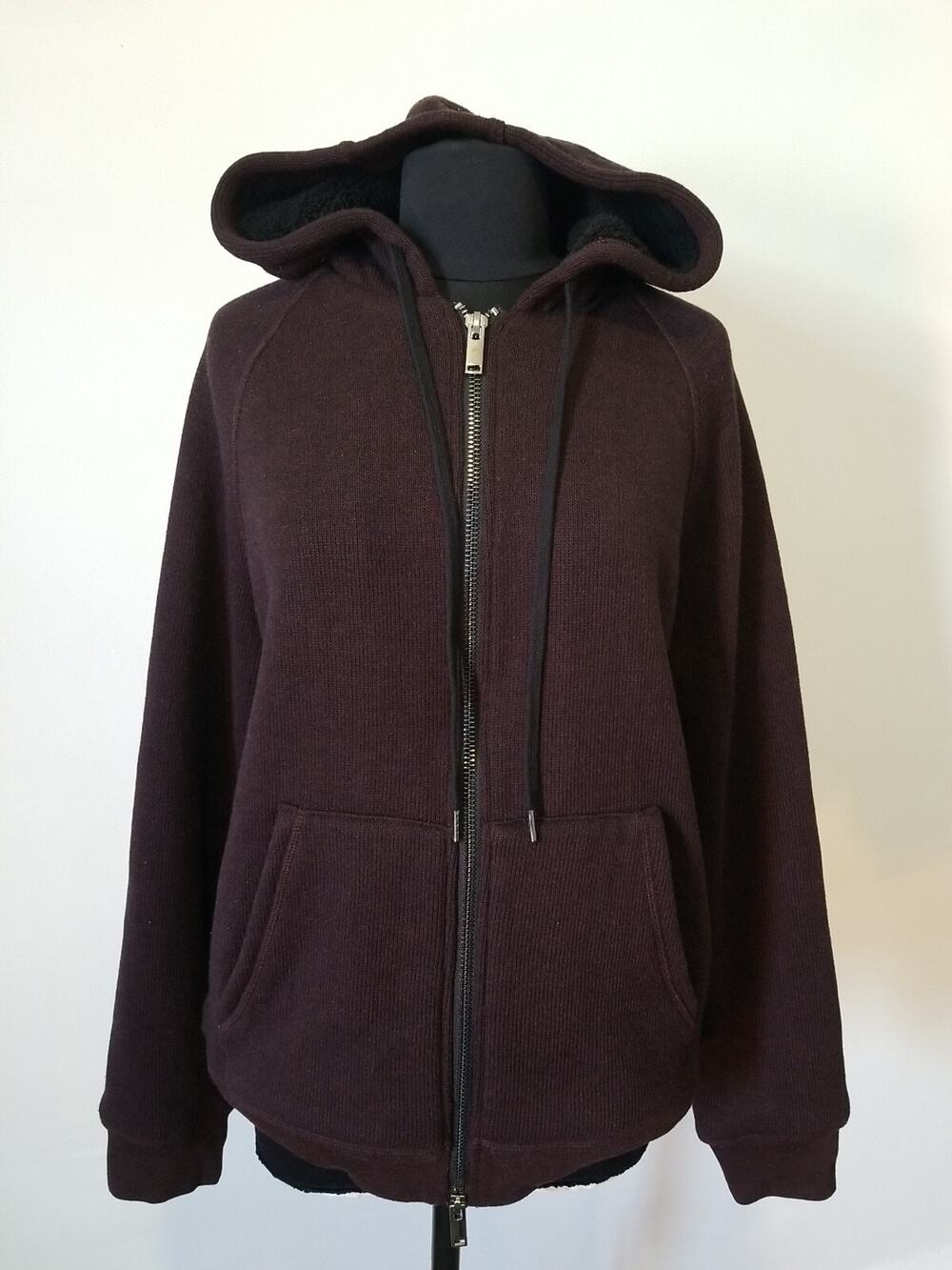Industry Republic Clothing Men's Faux Fur Hoodie Jacket Size M, Maroon